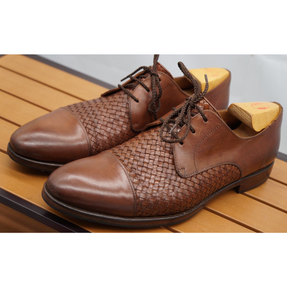 Taft. Brown leather oxford dress shoes with woven detail. Made in Spain. Size 9 main image 4